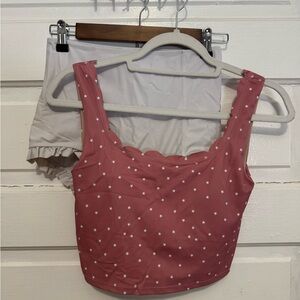 Kortni Jeane Pink Star & White Ruffle Swim Set